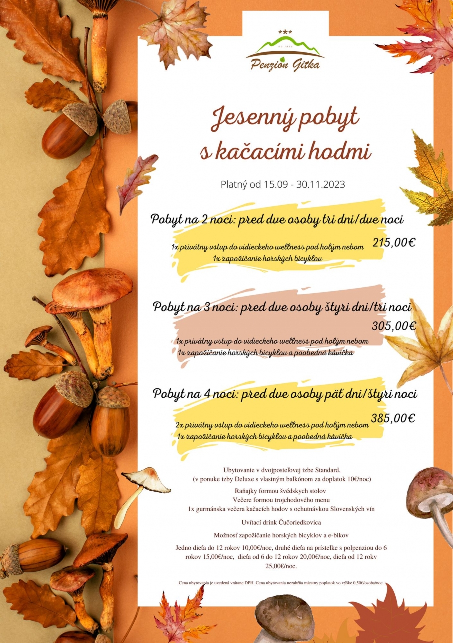 Jesenný pobyt pre dve osoby v Martine